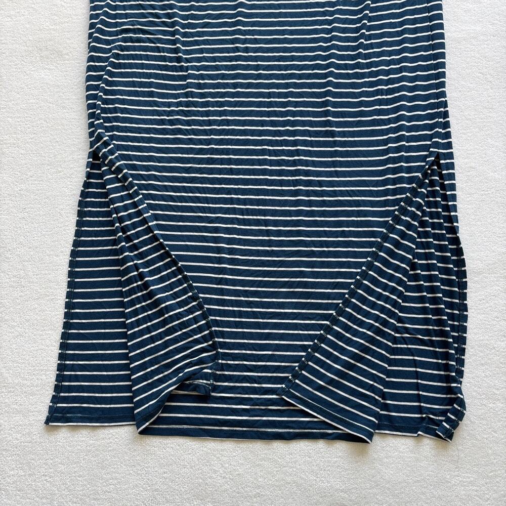 Matilda Jane Women Set Sail Maxi Dress‎ Teal Blue White Stripe Pockets Sz Large - Picture 6 of 8